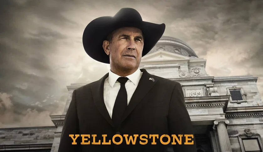Promotional image for the Yellowstone TV series featuring the character John Dutton who is played by actor Kevin Costner
